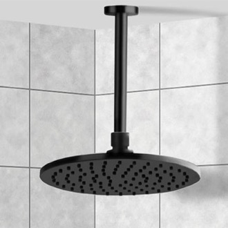 8 Inch Ceiling Mount Rain Shower Head With Arm, Matte Black Remer 347N-359MM20-NO